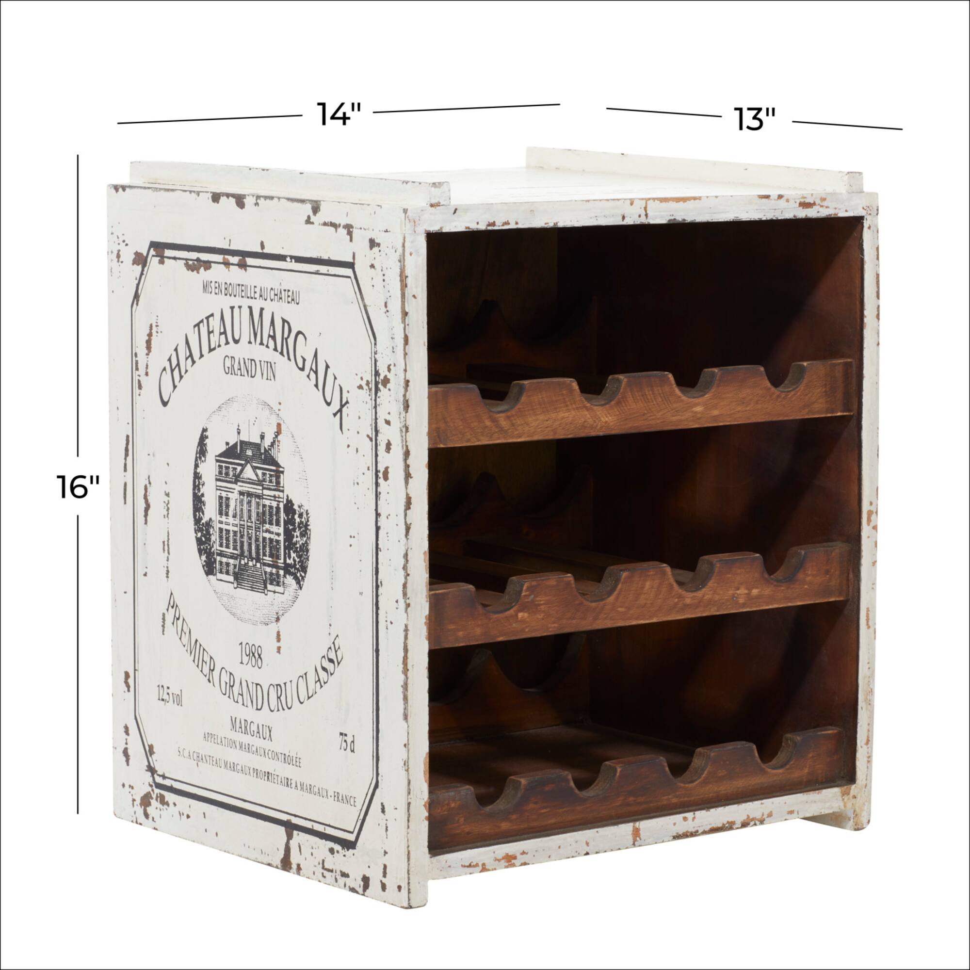 16" White Wood Farmhouse Wine Rack